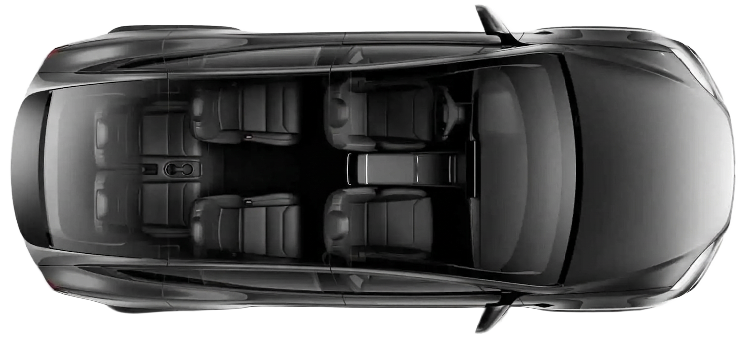 Tesla Model X six seat arrangement, top-down view
